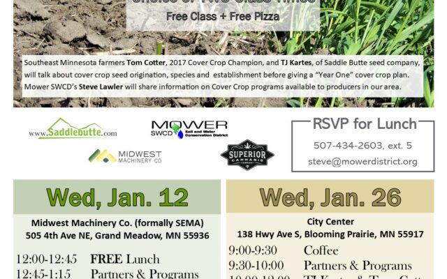 Free Cover Crops 101 sessions to be held in Grand Meadow, Blooming Prairie in January